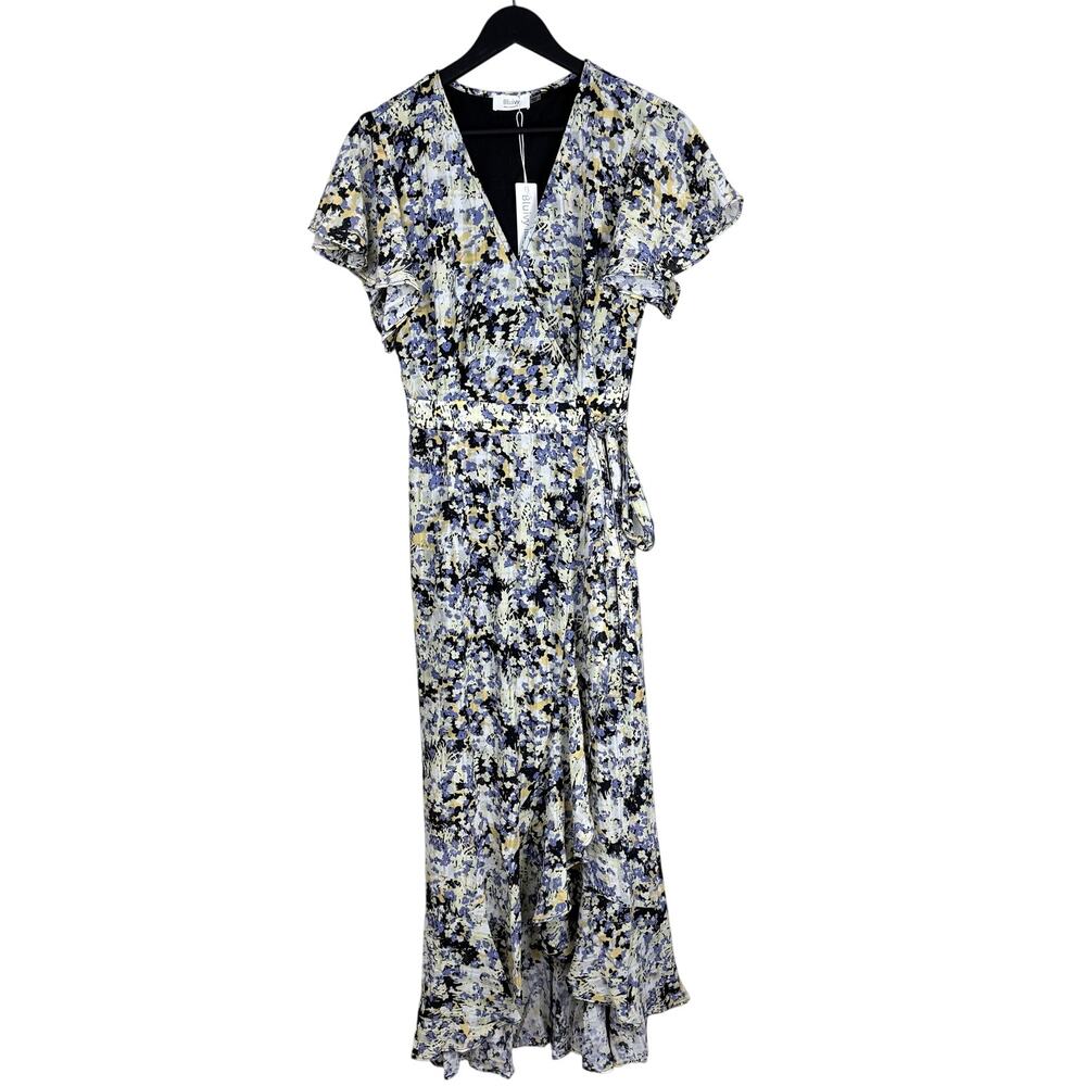 NEW Floral Print Wrap Ruffled Midi Dress LARGE - Picture 9 of 11